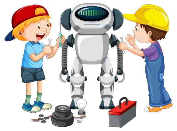 robot with kids